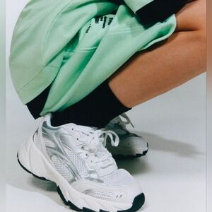 New Zara White Metallic Athletic Sneakers Size 36/ 6 US